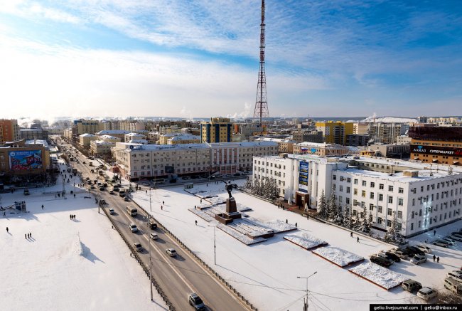 Якутск с высоты: крупнейший город на вечной мерзлоте