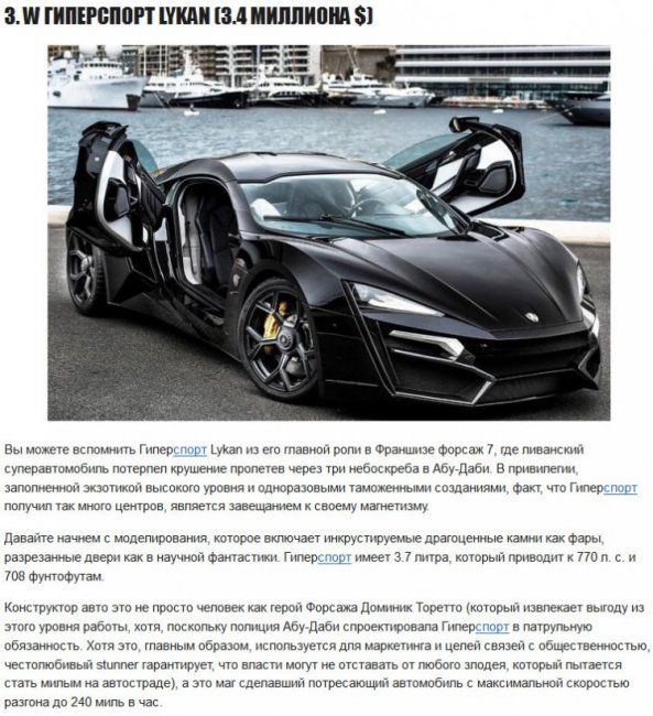 ТОП-10 самых дорогих автомобилей в мире