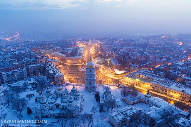 Зима в Киеве с высоты