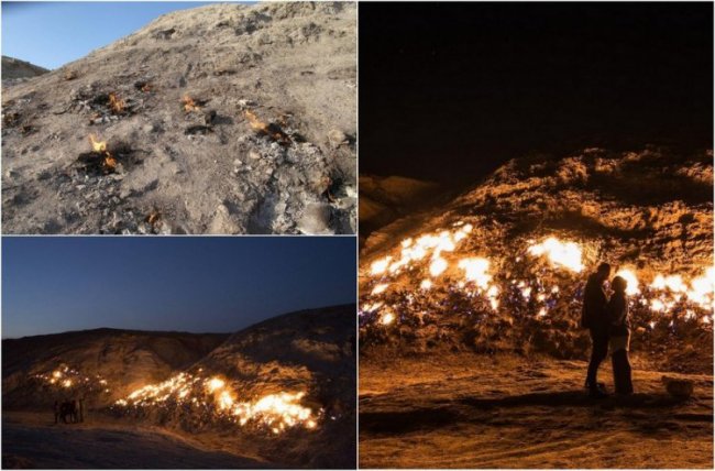 Удивительная вечно горящая огненная гора в Иране